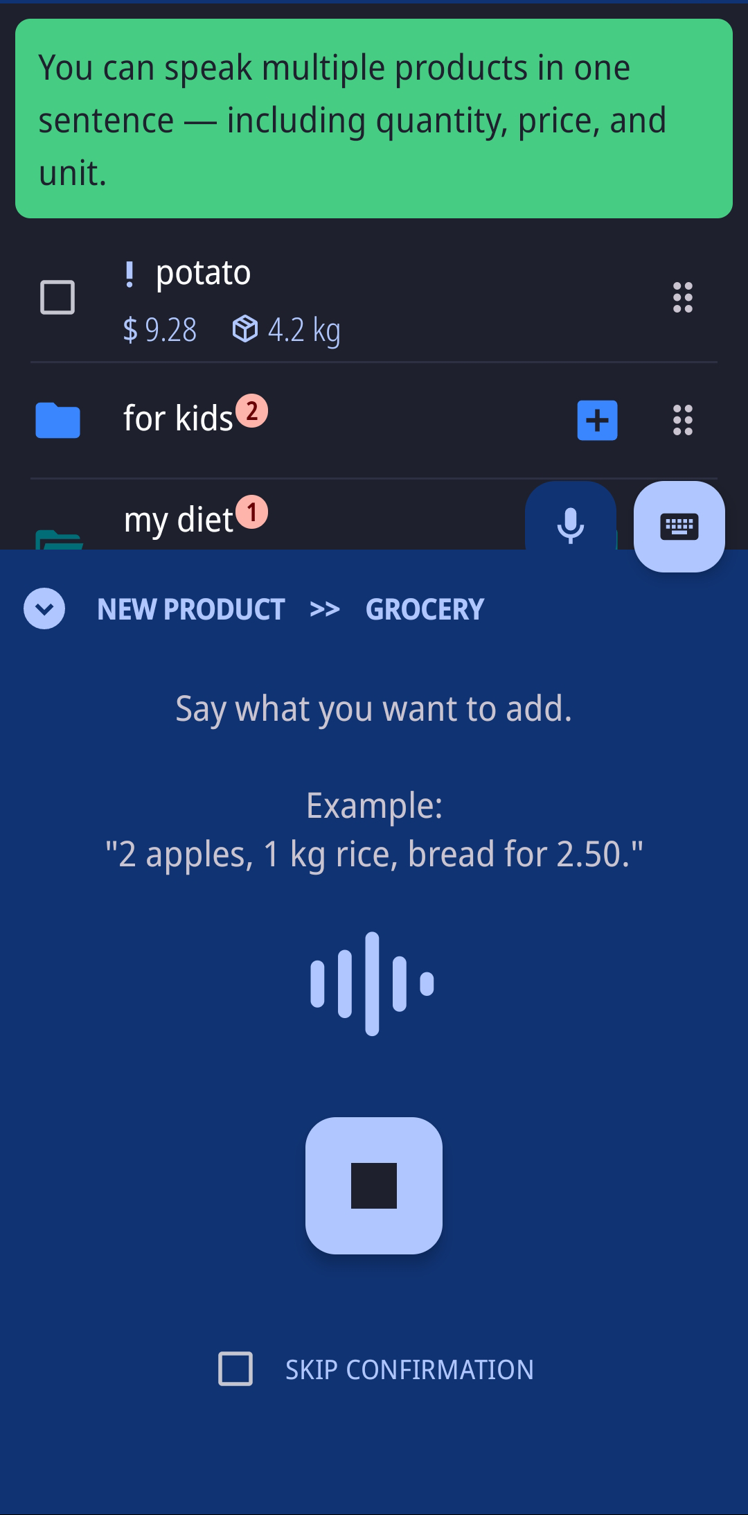 Add by voice